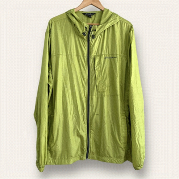 Eddie Bauer Packable Windbreaker Jacket Ultra Lightweight Nylon Hooded XL - Picture 1 of 15